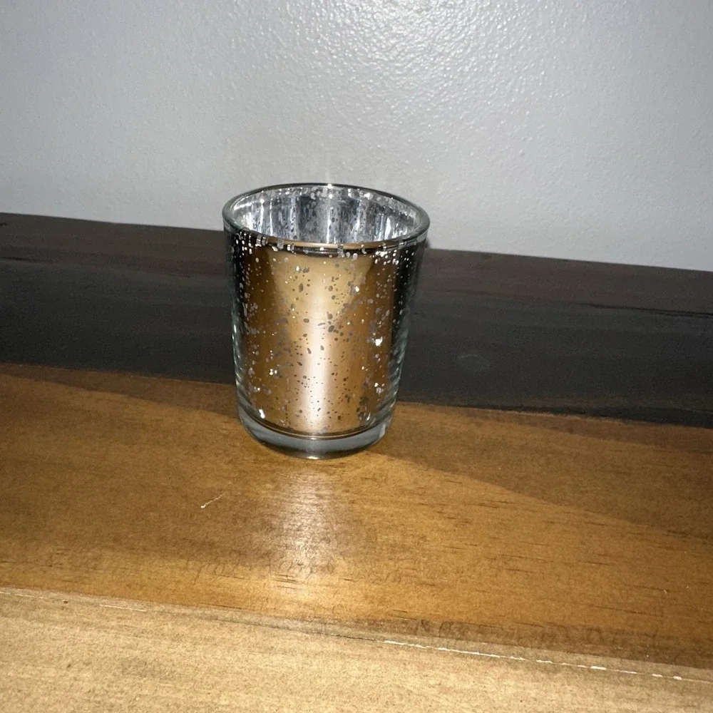 Set of 9 Light Gold Mercury Glass Votive Candle Holders 2.5x2